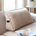 coussin triangulaire velours gris beige literie massage voyage contemporain posable decore