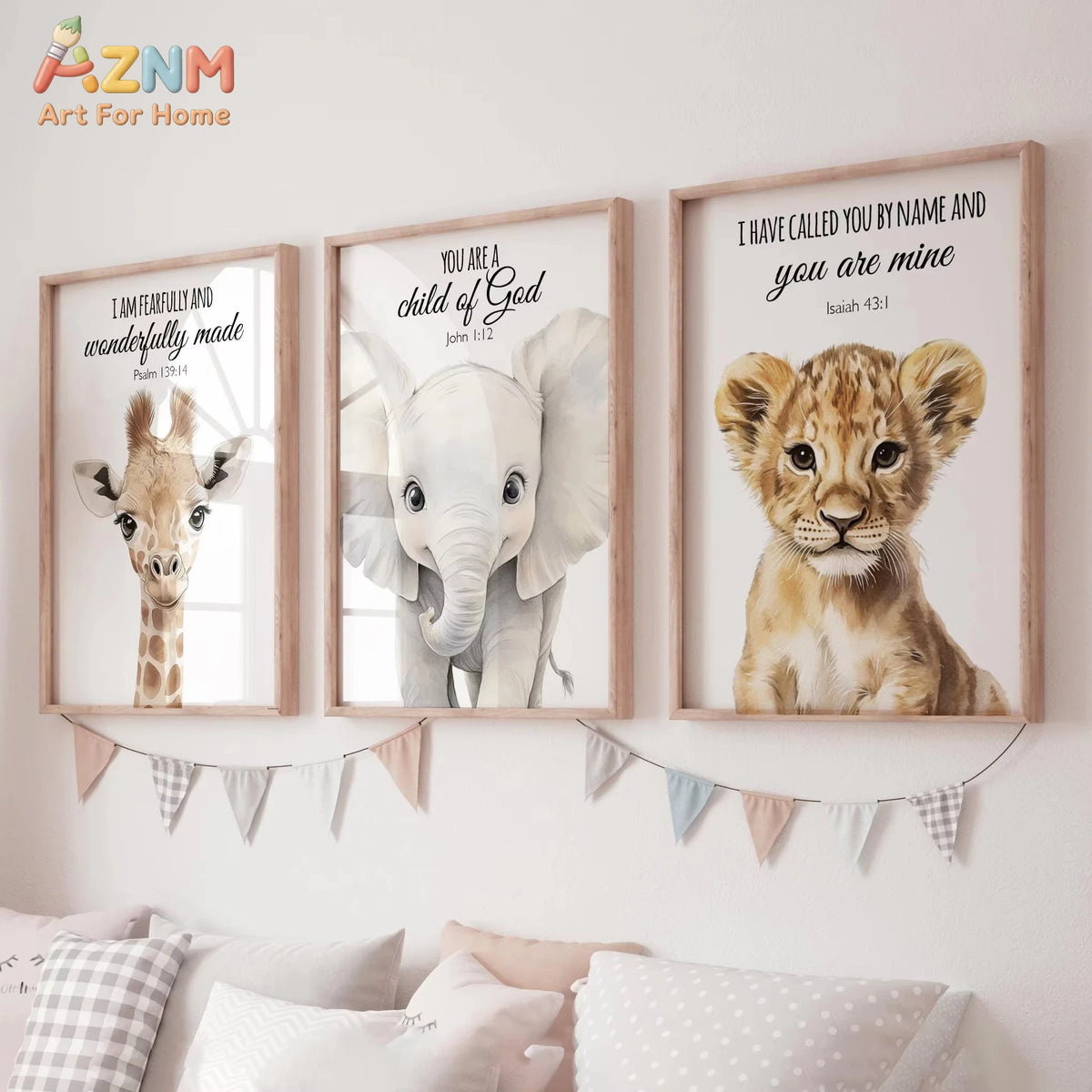 affiches animaux mignons girafe lion éléphant moderne décoration enfant sans cadre encre imperméable toile
