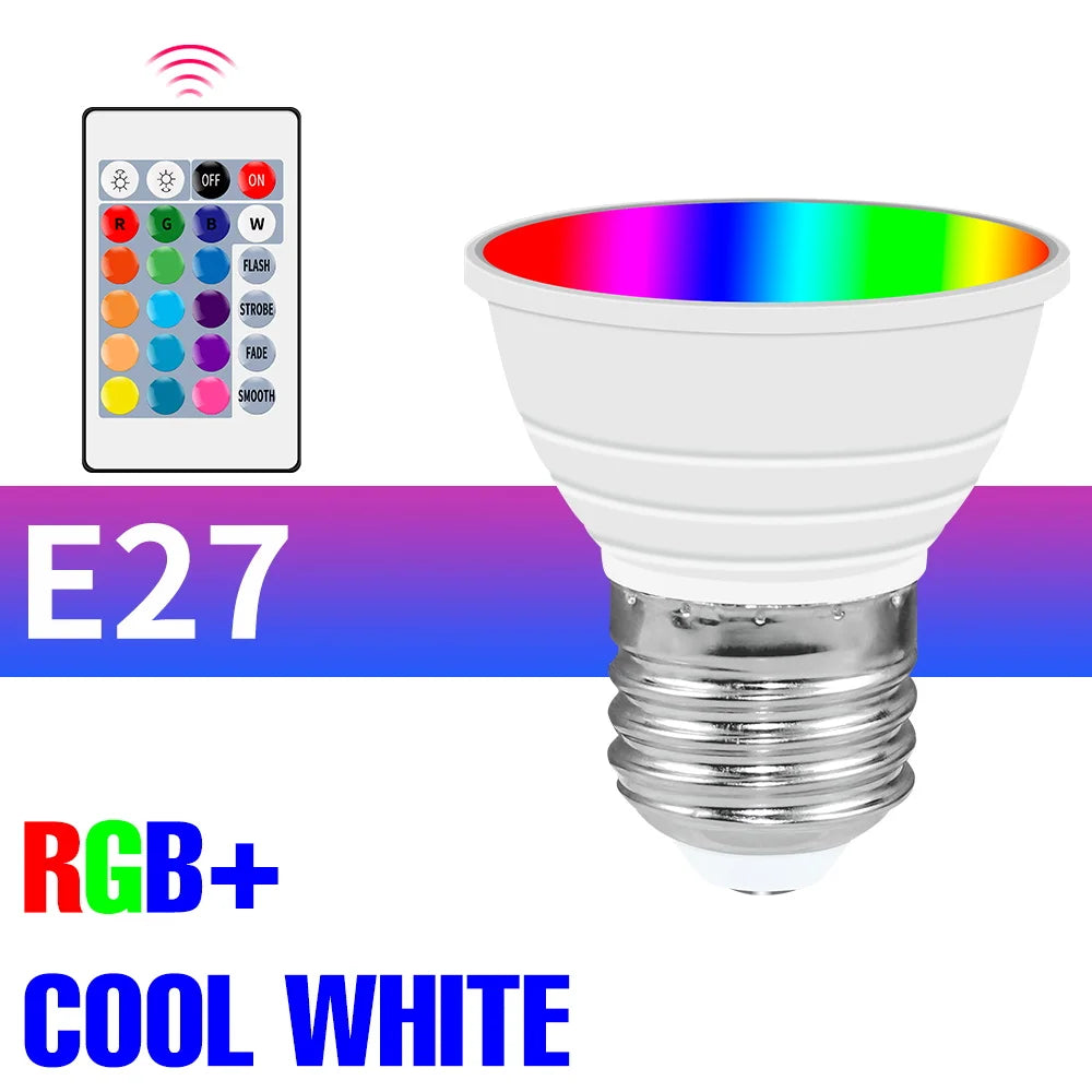 ampoule led e27 gu10 e14 rgb 15 couleurs réglables télécommande smart moderne blanc opacité
