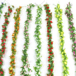 guirlande artificielle fleurs roses feuilles vertes décoration maison jardin mariage festive naturelle