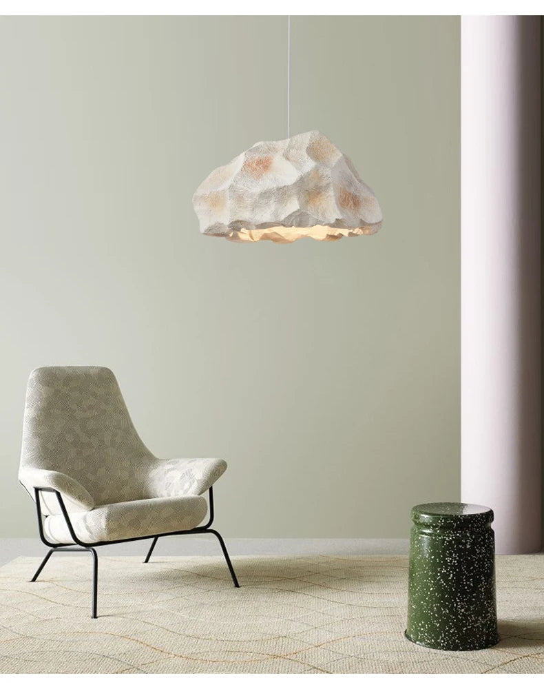 Suspension lumineuse moderne pierre irrégulière gris brun blanc