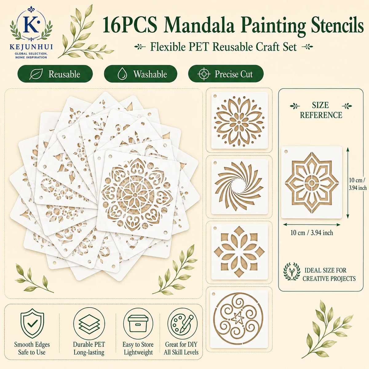 pochoirs mandala réutilisables peinture murale pulvérisation pierre gabarits floraux géométriques blanc artisanal