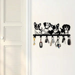 porte clés mural chiens stylisés noir moderne fixations clés supplémentaires