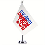 drapeau table personnalisable polyester décoratif héraldique socle métallique base circulaire texte imprimé motifs décoratifsintérieurextérieur