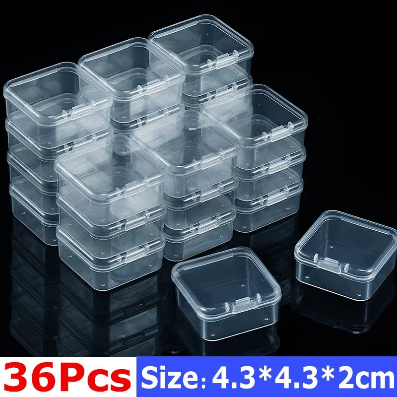 boîtes rangement transparentes plastique bijoux éponges rubans petits objets organisation pratique compact