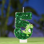 bougies numériques pailletées vert enfantines dinosaure anniversaire décoration festive chiffres(digits)