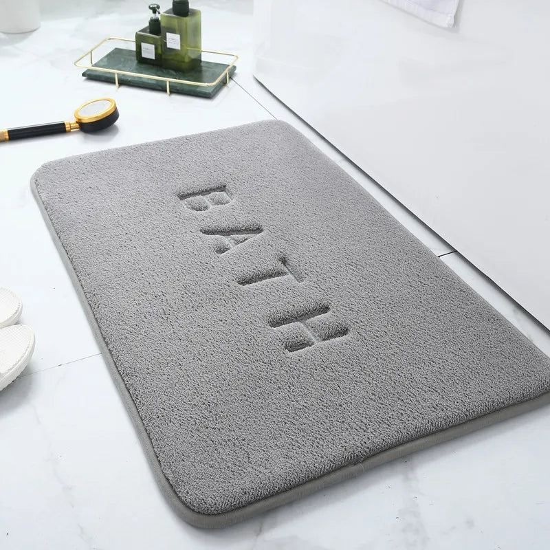 tapis bain texturé gris moderne antidérapant absorbant salle bain fonctionnel adhésif pantoufles