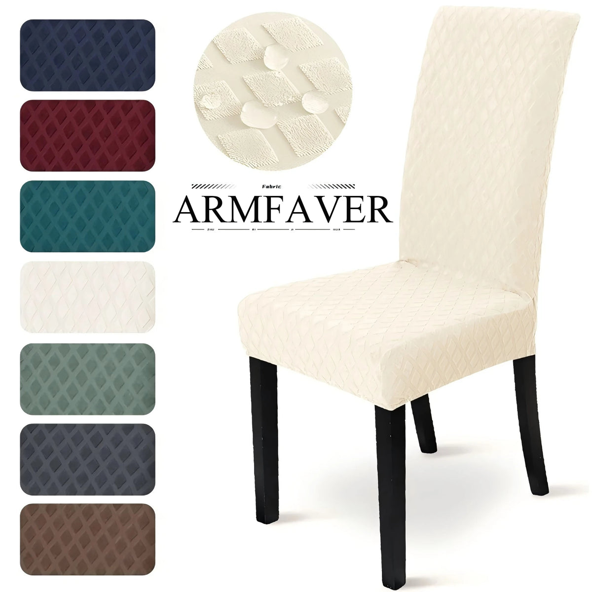 housse chaise moderne motif géométrique beige bleu marine vert marron rouge polyester élasthanne