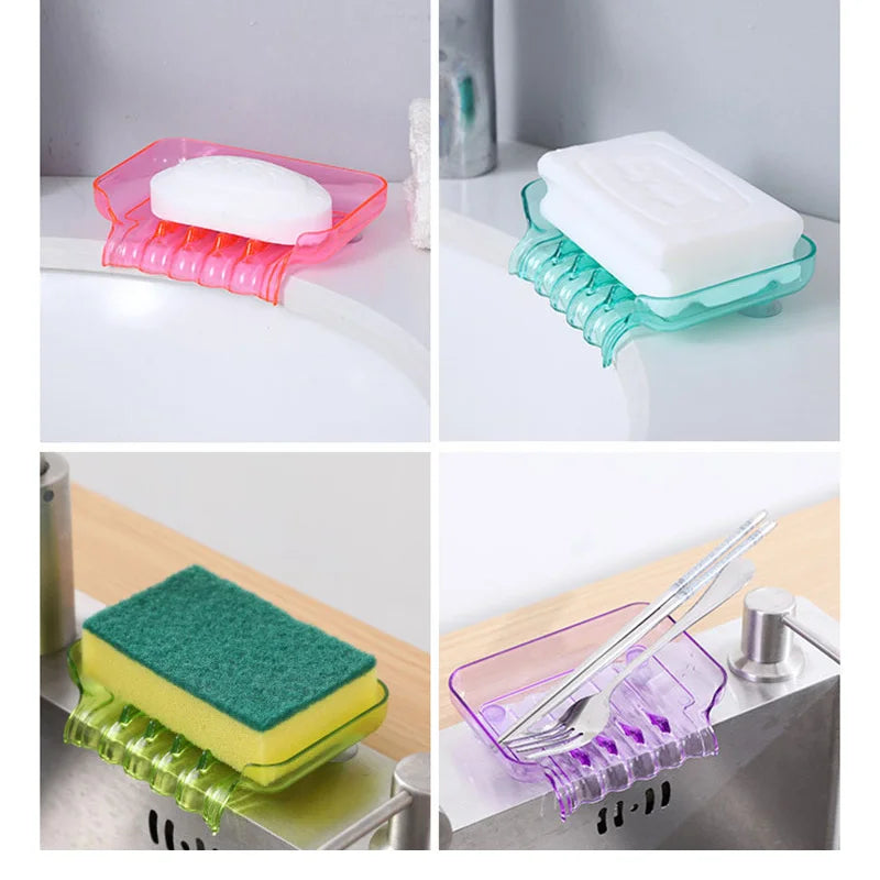 support savon transparent violet rose vert bleu moderne anti dérapant suction bain salle