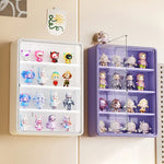 boîtes figurines transparentes modernes mur blanc violet pliables rangement anti poussière