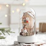décoration noël miniature maison verre animaux sapin cadeaux lettres noel base plate