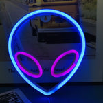 lampe néon vert violet alien moderne crochet usb batterie chambre entrée étude salle bain