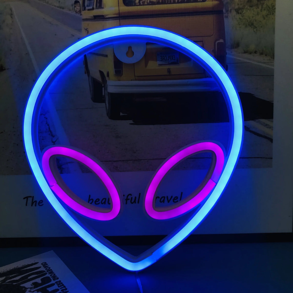 lampe néon vert violet alien moderne crochet usb batterie chambre entrée étude salle bain