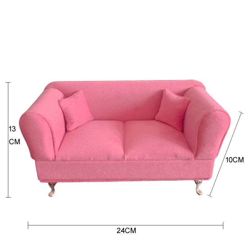 meubles miniatures salon rose velours cœurs romantique girly miroir coffre bijoux coussins figurines