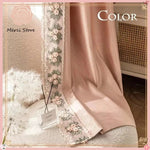 rideau rose pâle brodé fleur classique opacité bordure dentelée européen chambre salon polyester