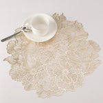 serviettes table rondes pvc fleurées classiques 38cm beige gris clair doré élégantes 10 pièces