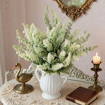 bouquet artificiel fleurs soie vert blanc jaune violet vase extérieur intérieur décoration mariage chambre