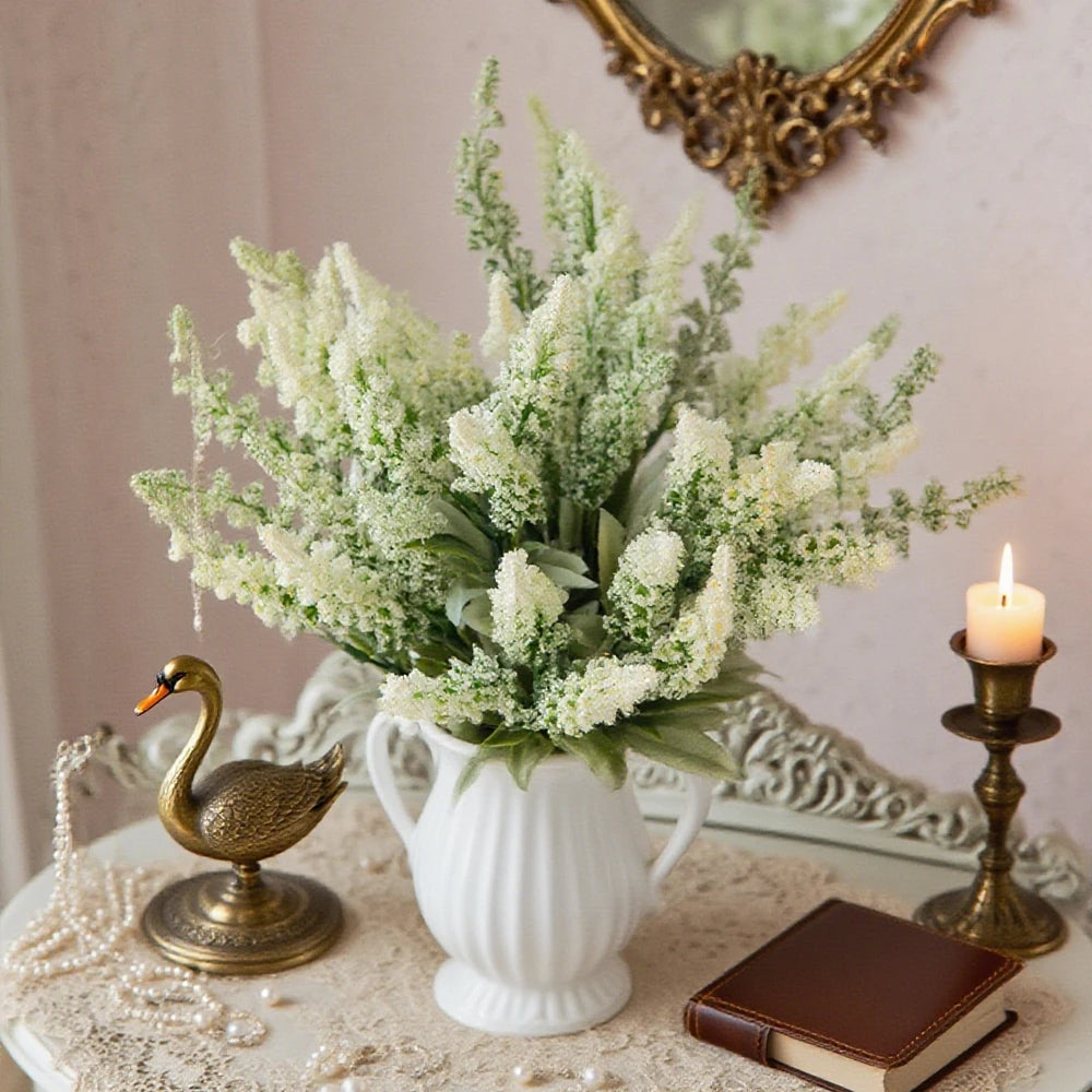 bouquet artificiel fleurs soie vert blanc jaune violet vase extérieur intérieur décoration mariage chambre