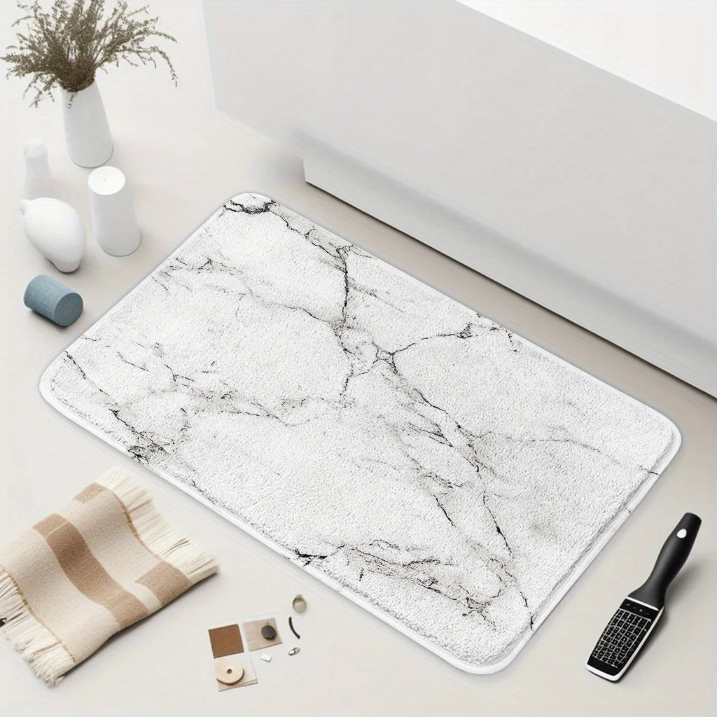 tapis bain antidérapant marbre moderne blanc gris absorption rapide lavable machine salon entrée