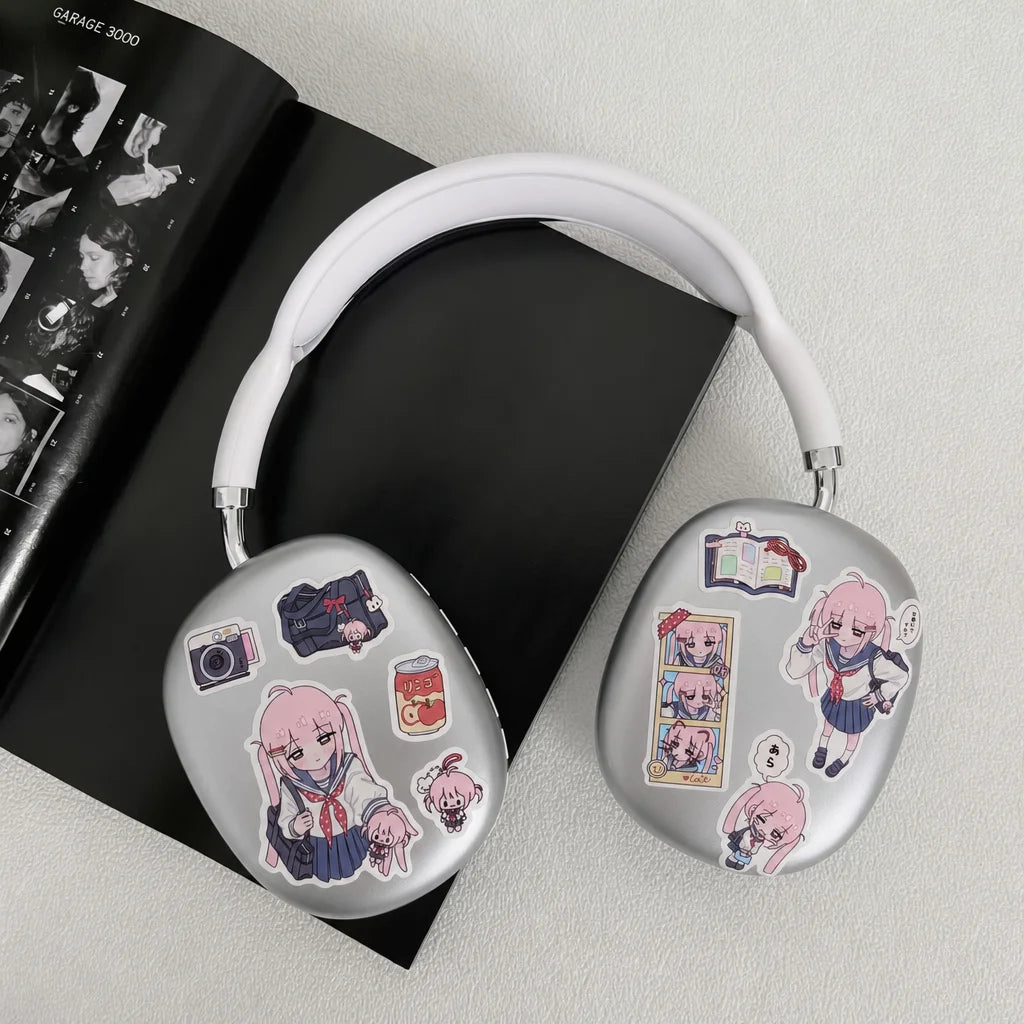 stickers kawaii dessins animés personnages desserts rose blanc gris noir opaques téléphone bagages moto
