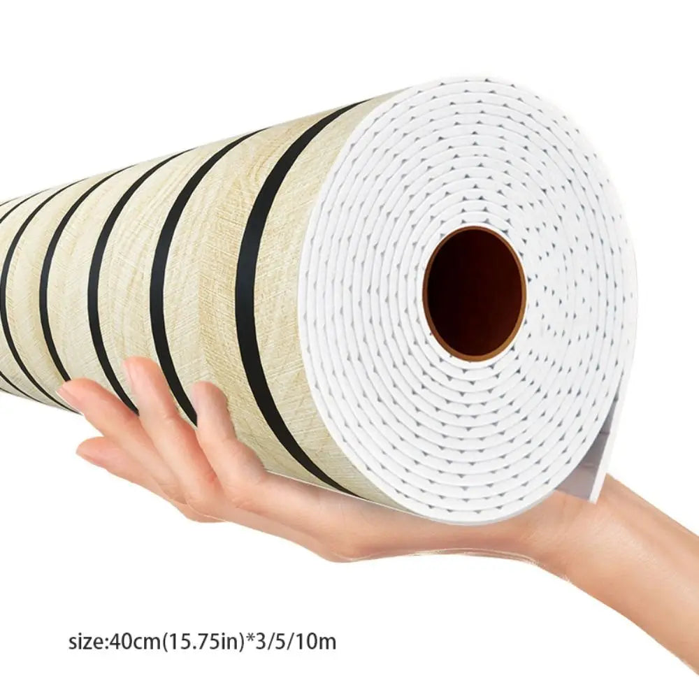papier peint autoadhésif moderne rayures horizontales beige noir 40cm large 10m rouleau