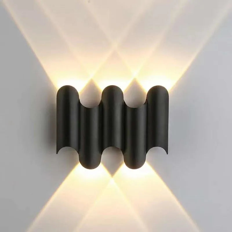 applique murale moderne or ondulée ip65 résistante l'eau 85 265v flux lumineux 249 2000