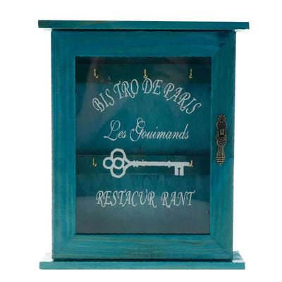 Boîte à clés murale en bois marron vue de face