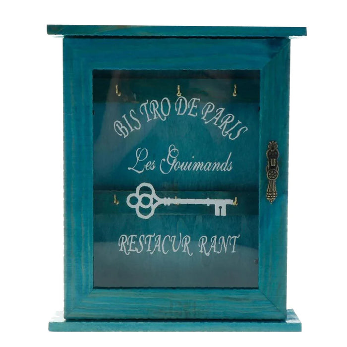 Boîte à clés murale en bois marron vue de face