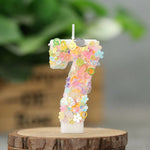 bougies décoratives chiffres fleurs paillettes anniversaire mariage multicolore blanc festive tringle fixe