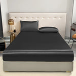 housse lit adulte polyester élastique solide noir moderne ajustable grande taille
