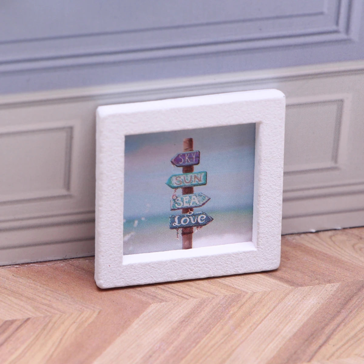 cadres photo blancs paysages marins coquillages étoiles mer plage minimaliste bois 4pc vintage