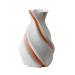 vase moderne rayures diagonales blanc orange rouge décoration maison arrangement floral