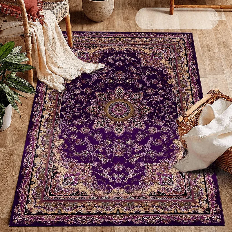 tapis classique ornements floraux violet beige doré salon chambre 160x230cm