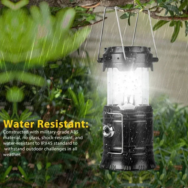 lanterne pliable rechargeable led solar portable étanche ip65 noir moderne camping survivalurgence