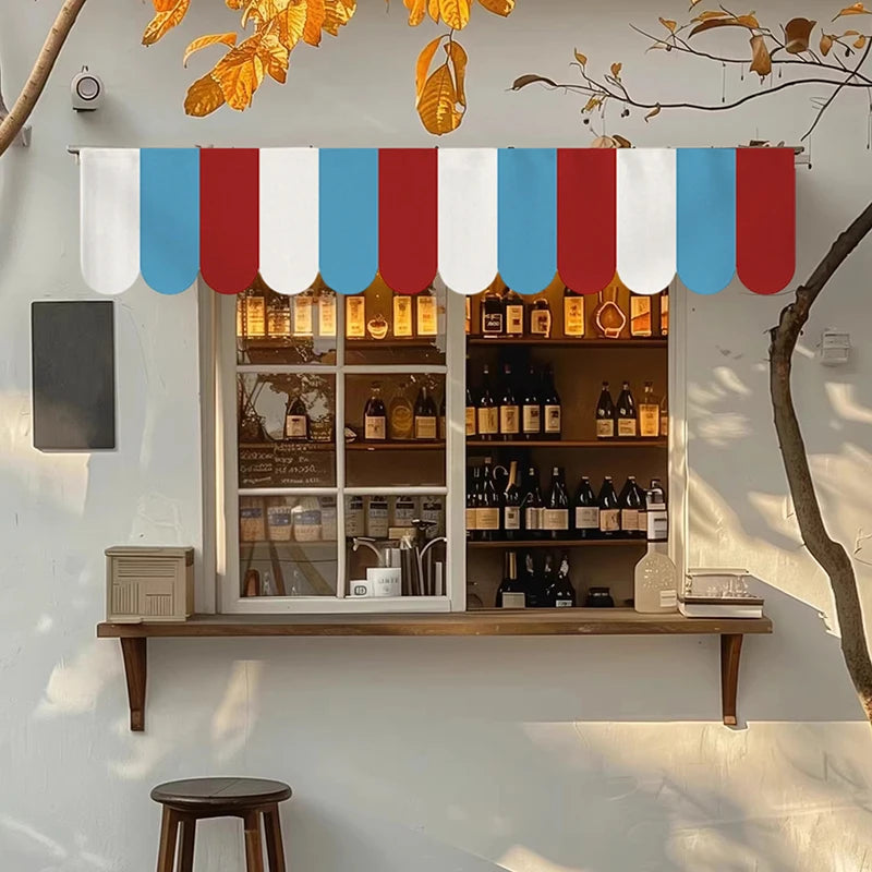 rideau fenêtre décoratif motif géométrique rayures moderne intérieur maison salon cuisine tissu polyester