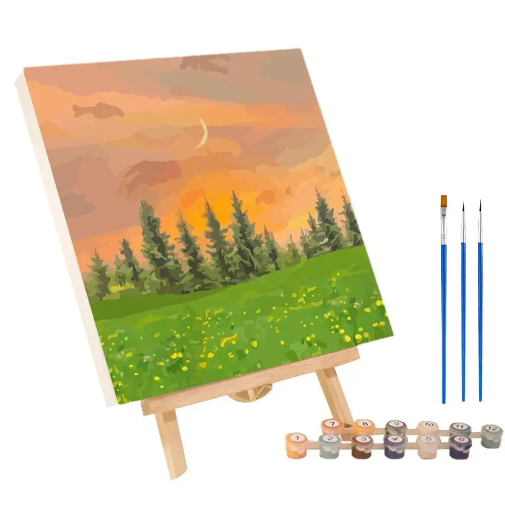 peinture numéros kit abstrait coucher soleil paysage moderne art floral tournesols ciel couleurs variées