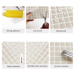 carreaux mur autoadhésifs modernes carrés uniformes beige clair 10x10 imperméables pièces