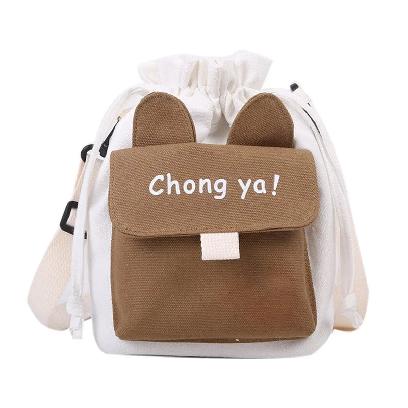 sac bandoulière femme toile imprimé chat blanc moderne décontracté polyvalent