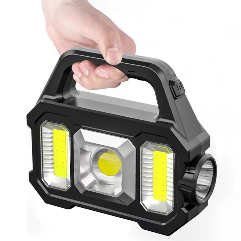 lampe poche rechargeable solaire modes éclairage poignée multifonctionnelle moderne noire led abs