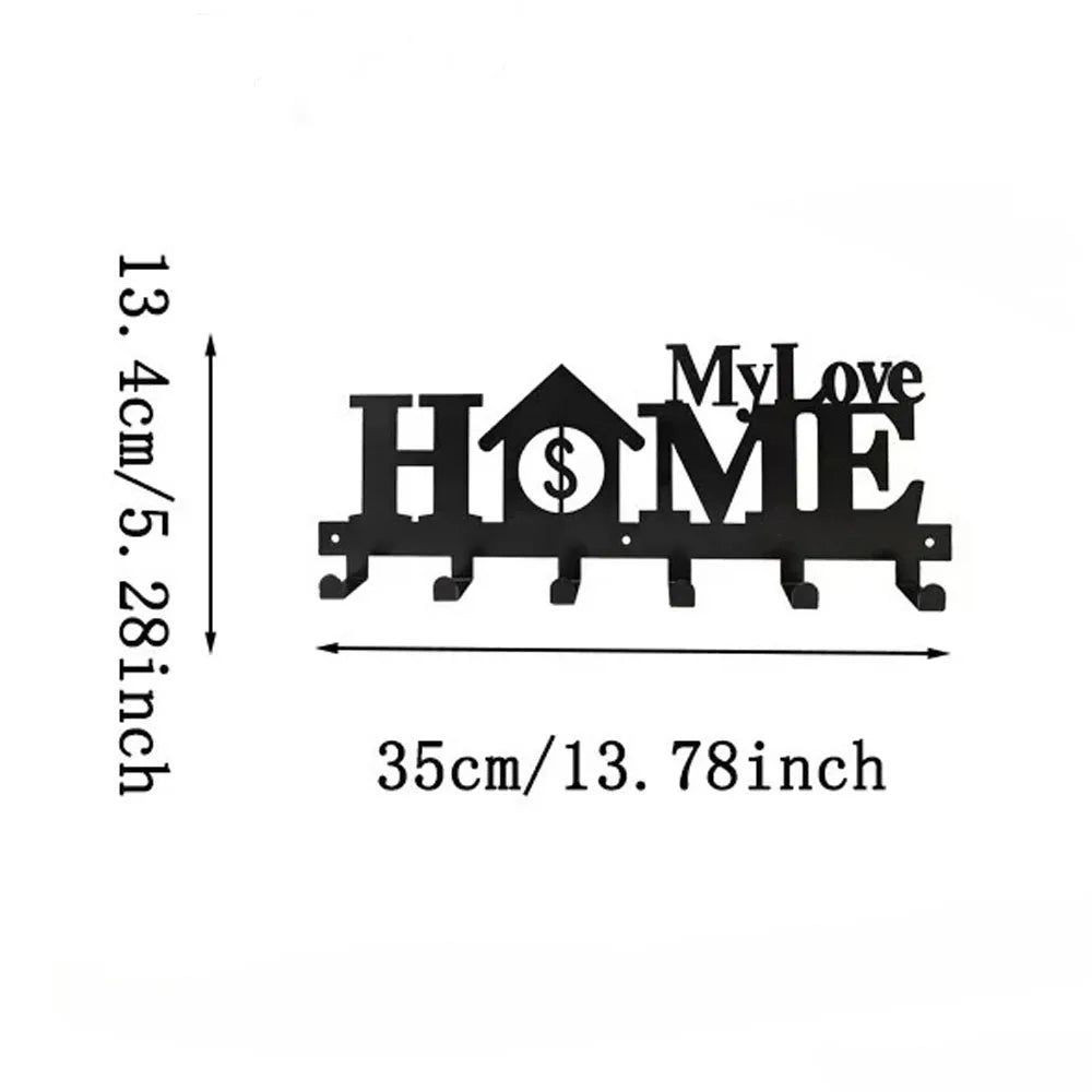 porte cle mural noir fer lettres sweet crochet organisation entree maison moderne