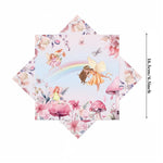 serviettes papier fées forêt enchantée anniversaire mariage baptême noël enfantin illustration fleurs coeurs