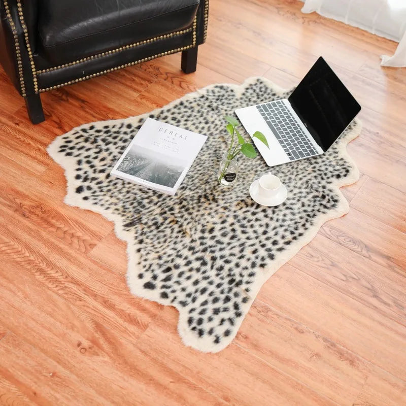 tapis léopard gris noir moderne daim intérieur salon chambre adhésif