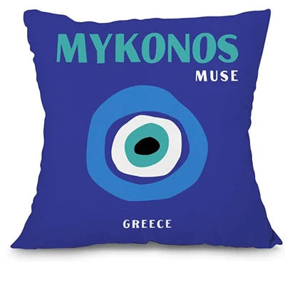 housse coussin carré imprimé moderne vert rose jaune bleu palmier fleur œil 35x35cm 40x40cm