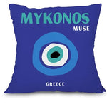 housse coussin carré imprimé moderne vert rose jaune bleu palmier fleur œil 35x35cm 40x40cm