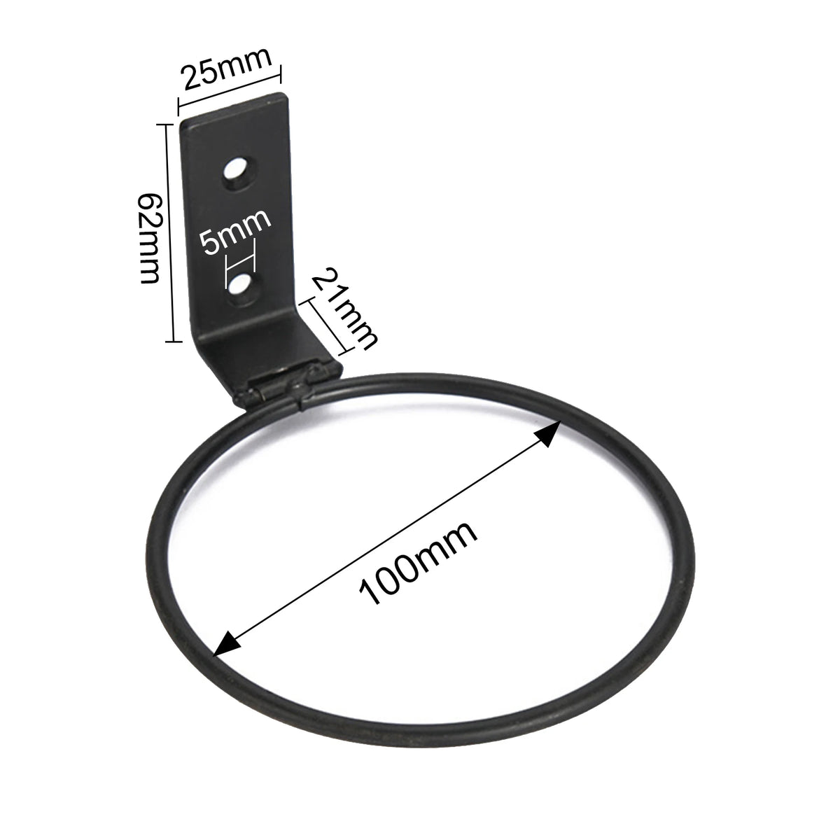 support mural pots fleurs noir rond lisse moderne vis noires expansion tubesextérieurintérieur
