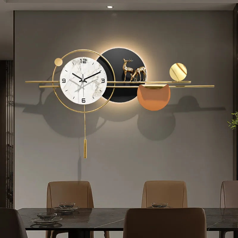 horloge murale moderne marbrée blanc or noir contemporaine fixée 50x90cm 55x110cm 66x150cm