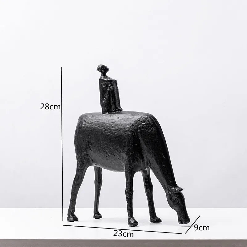 sculptures abstraites résine noir buffle figure humaine décoration intérieure moderne salon porche minimaliste