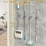 porte balai adhésif transparent moderne porte brosse gris clair multifonctionnel