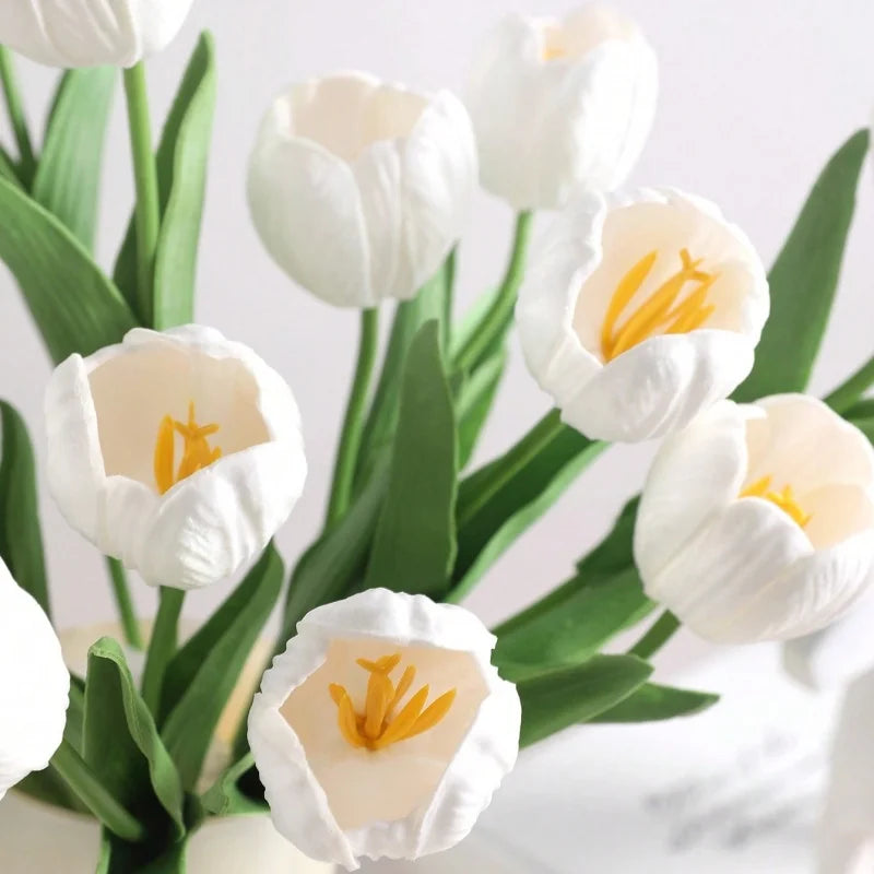 décoration intérieure moderne bouquet tulipes artificielles blanc vert 39cm mariage maison