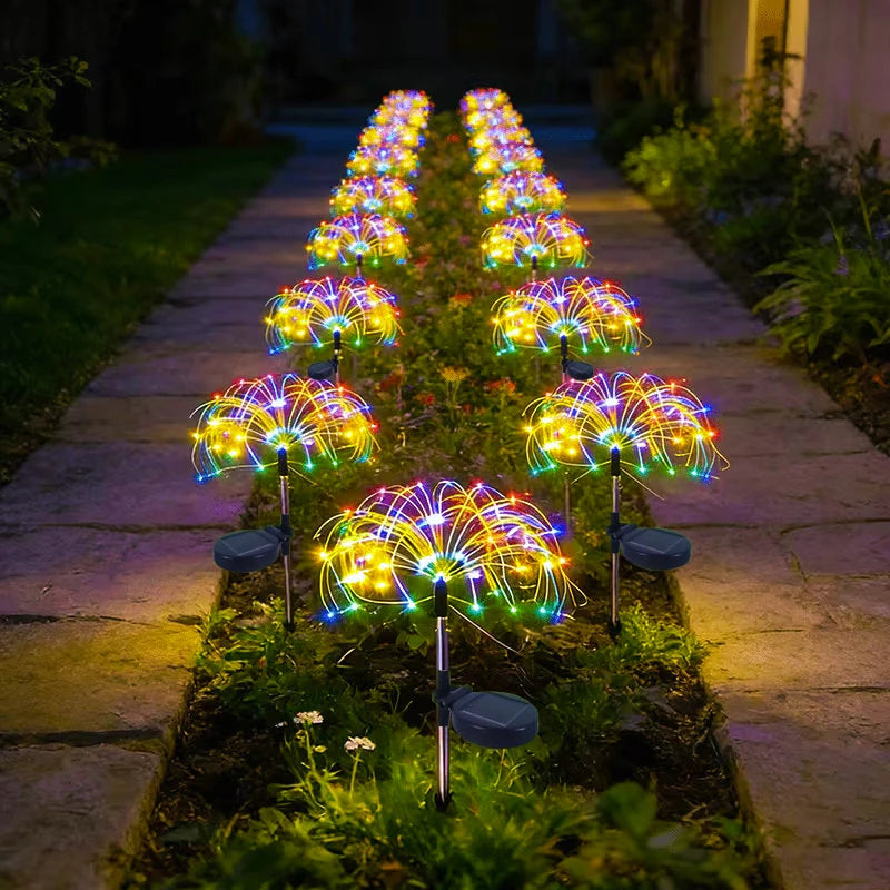 lumières solaires feux d'artifice multicolores modernes extérieur autoinstallables scintillantes vacances led jardin